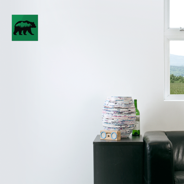 Grizzly Bear with Mountain Forest Silhouette – Minimalist Nature Design by DonWillisJrArt